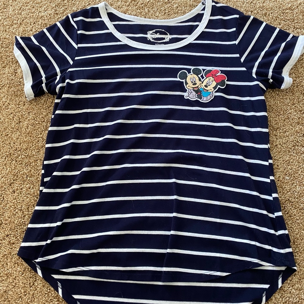 Girls Striped Mickey and Minnie Shirt